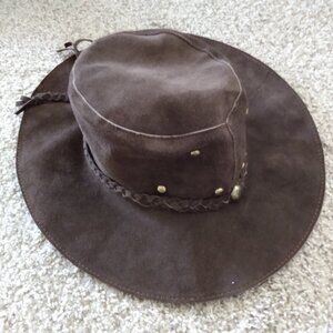 Brown Leather Floppy Hat